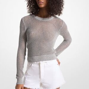 $190 Michael Kors Metallic Sparkling Sweater Mesh Knitted Size S Women’s